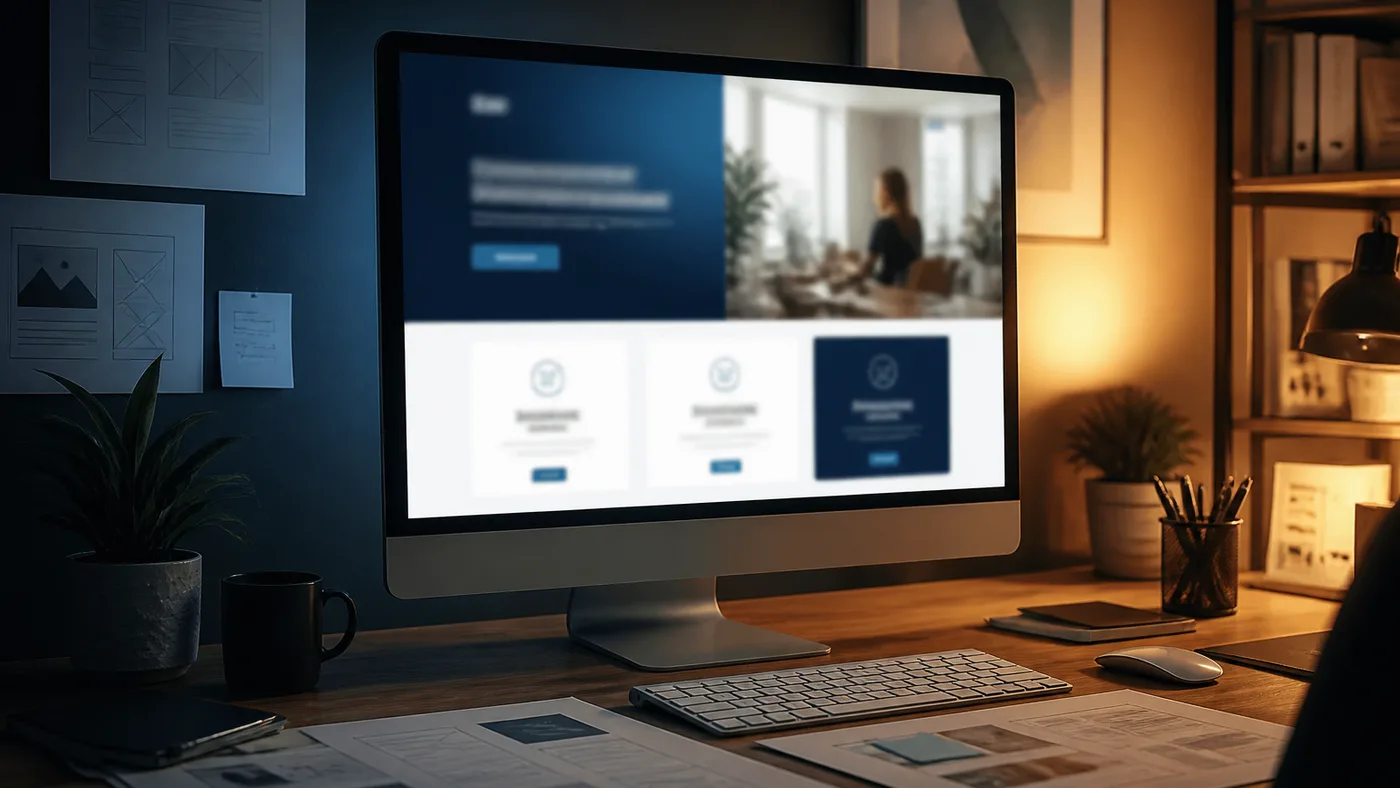 Refined workspace visual representing website redesign